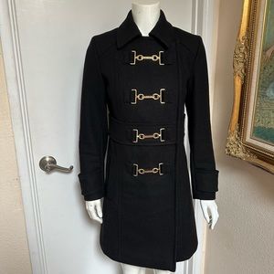 Michael Kors Horsebit buckle coat elegant STATEMENT PIECE Gold buckle Wool coat